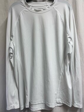 Lands End Performance Shirt Mens XL 46-48 White Long Sleeve Stretch Top Athlete